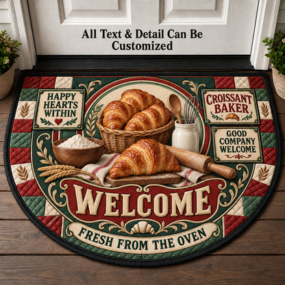 Croissant Baker Personalized Half Round Mat | 5To9Vibe