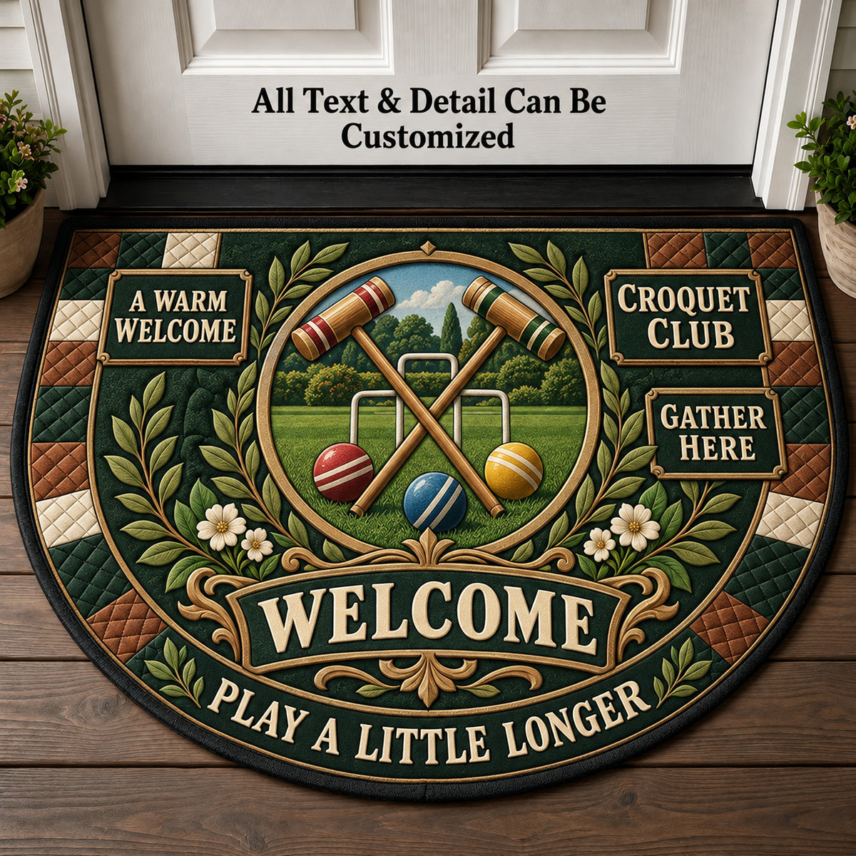 Croquet Club Personalized Half Round Mat | 5To9Vibe