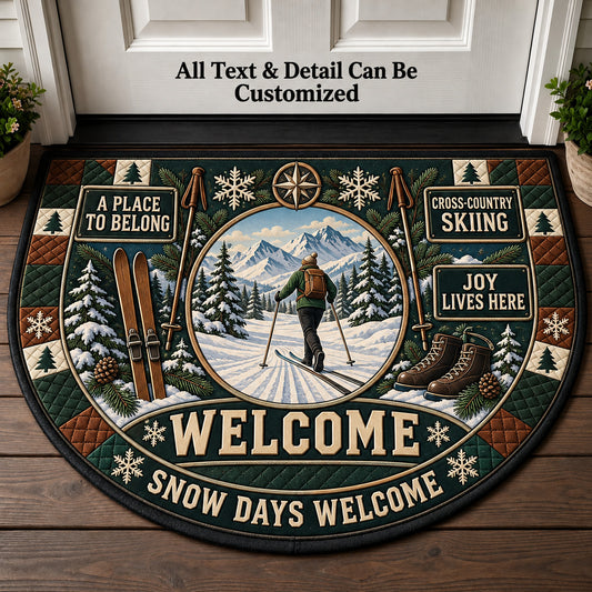 Cross-Country Skiing Personalized Half Round Mat | 5To9Vibe
