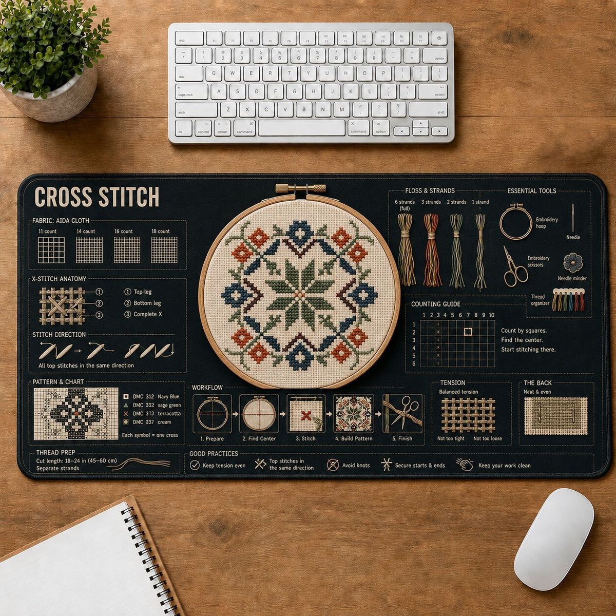 Cross Stitch Creative Reference Guide Desk Mat | 5To9Vibe
