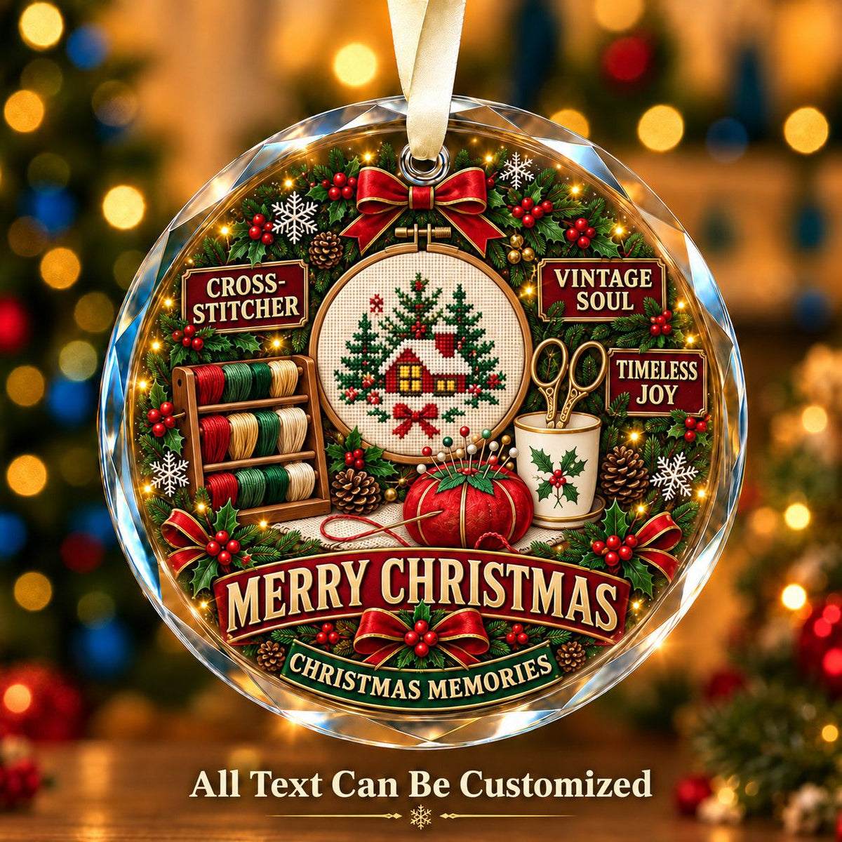 Cross-Stitcher Personalized Glass Ornament | 5To9Vibe