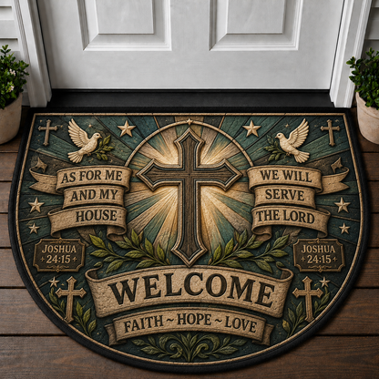 Jesus Welcome Mat - With God All Things Are Possible Christian Shield Doormat - 5to9vibe