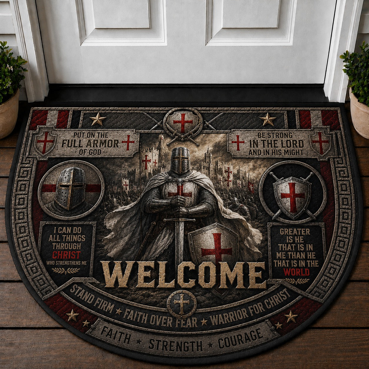 Legendary Warriors Viking Quilted Print Premium Welcome Mat – Personalized Doormat