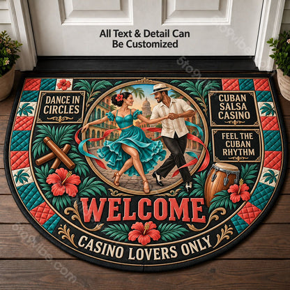 Cuban Salsa Casino Personalized Half Round Mat | 5To9Vibe