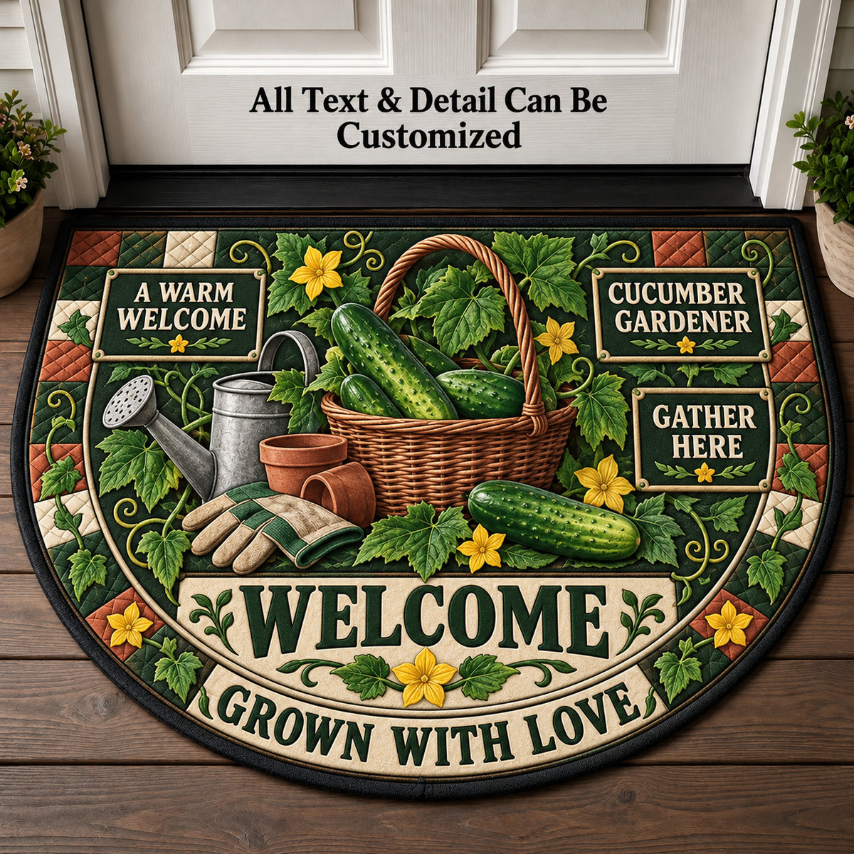 Cucumber Gardener Personalized Half Round Mat | 5To9Vibe