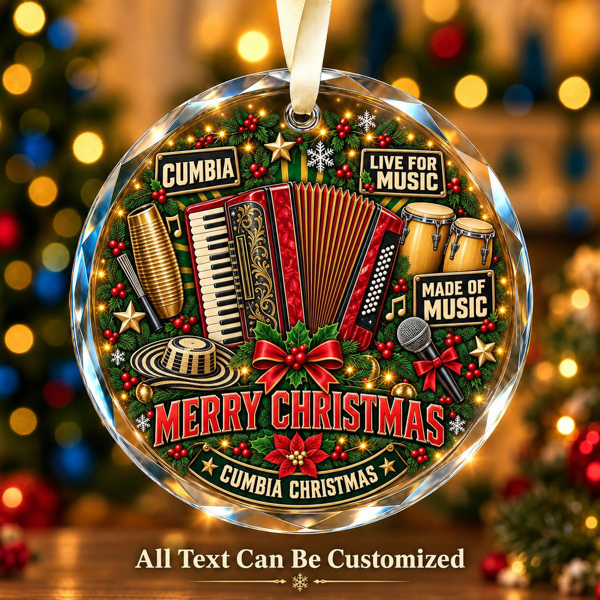 Cumbia Personalized Glass Ornament | 5To9Vibe