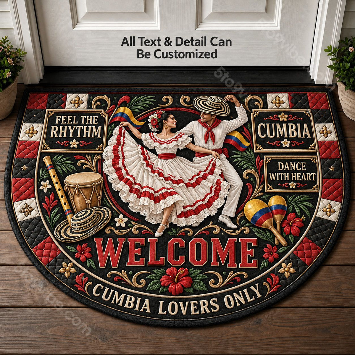 Cumbia Personalized Half Round Mat | 5To9Vibe