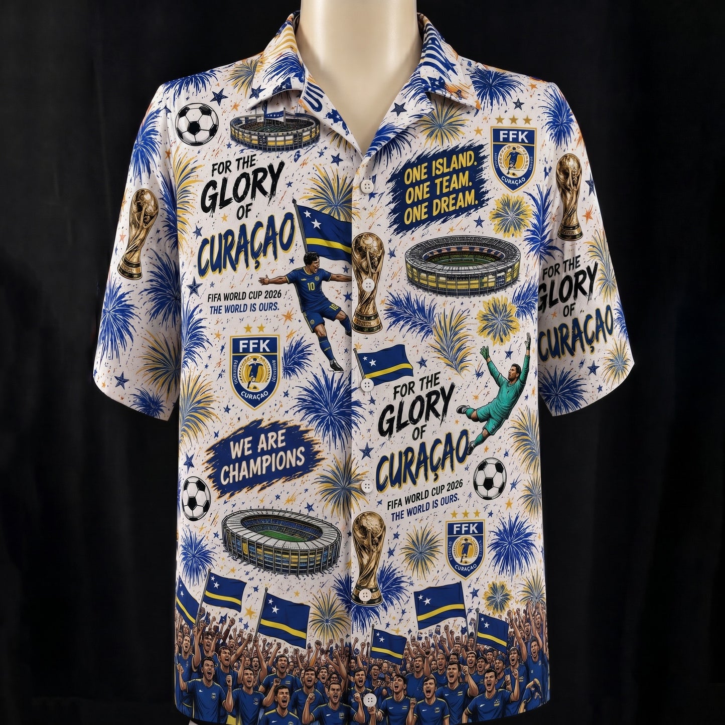 All Teams World Cup Champion Football Soccer Unisex Button-Up Hawaiian Shirt For Men & Women
