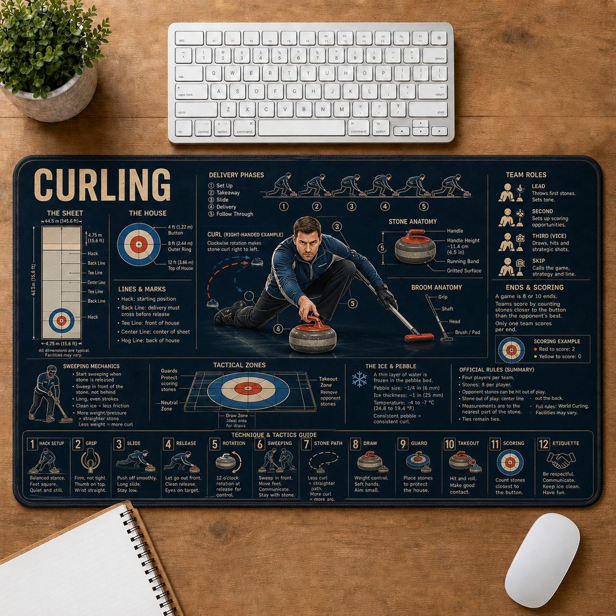 Curling Sports Visual Guide Desk Mat | 5To9Vibe