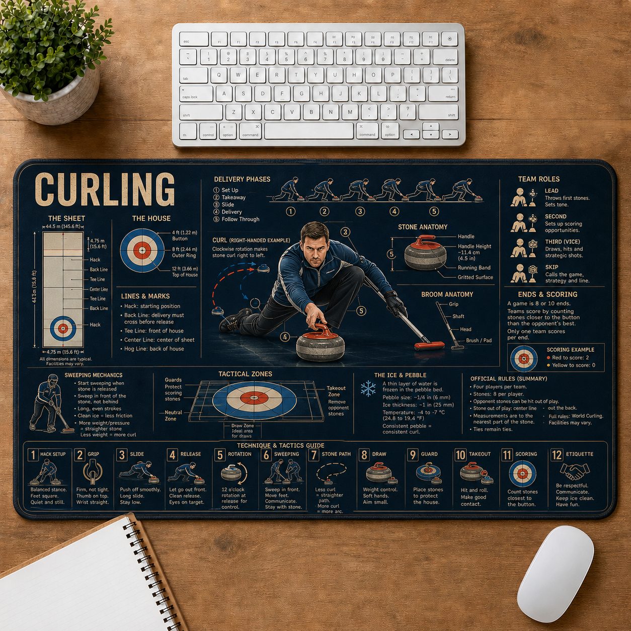Curling Sports Visual Guide Desk Mat | 5To9Vibe