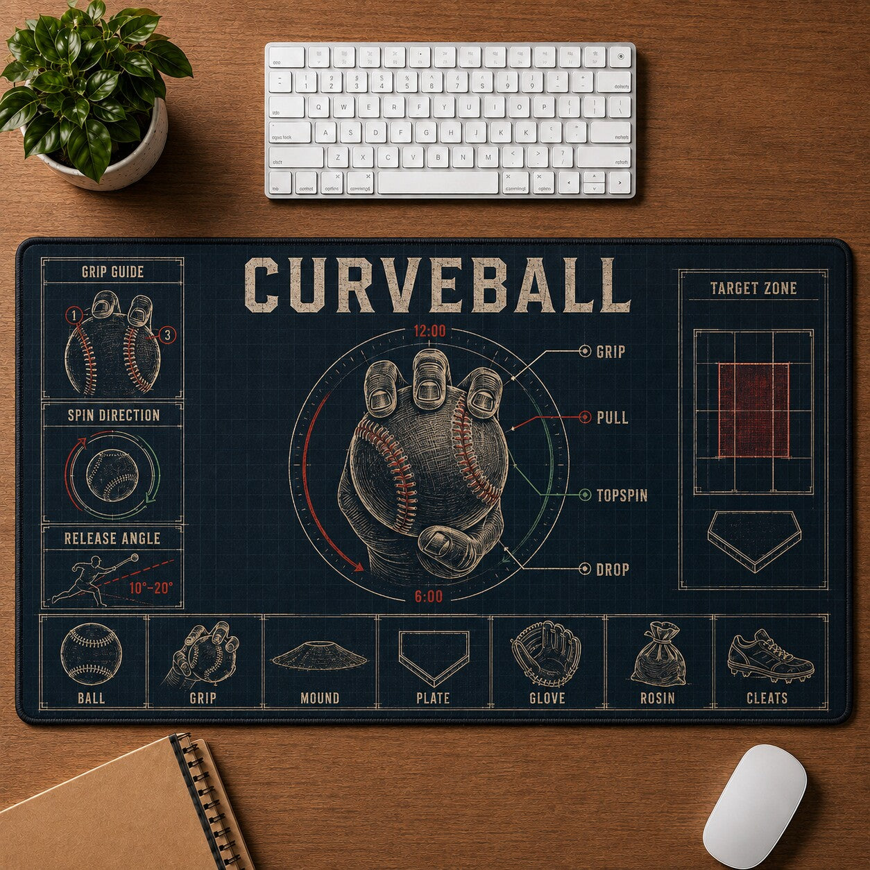 Curveball Baseball Blueprint Desk Mat | 5To9Vibe