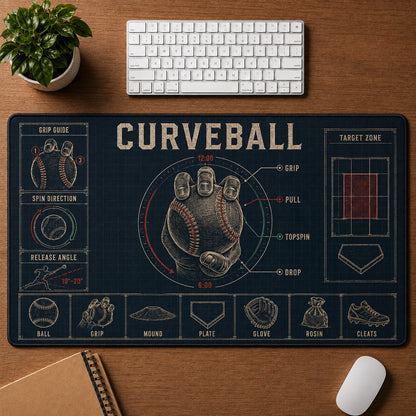 Curveball Baseball Blueprint Desk Mat | 5To9Vibe