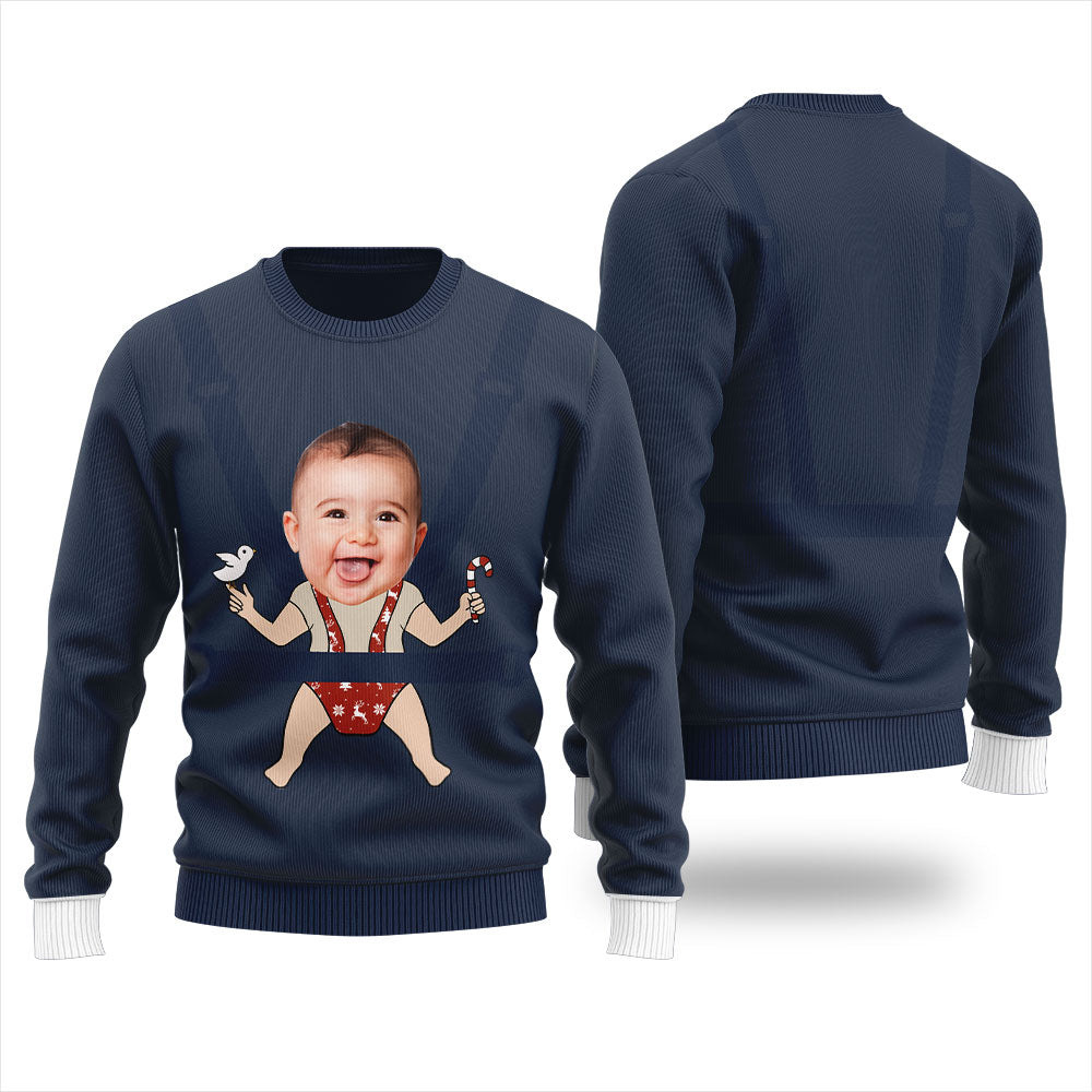 Custom Baby Faces Ugly Christmas Sweater For Men