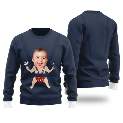 Custom Baby Faces Ugly Christmas Sweater For Men