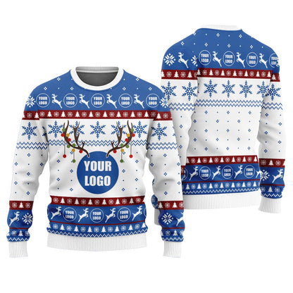 Custom Brand Logo Ugly Christmas Sweater Royal