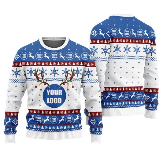 Custom Brand Logo Ugly Christmas Sweater Royal