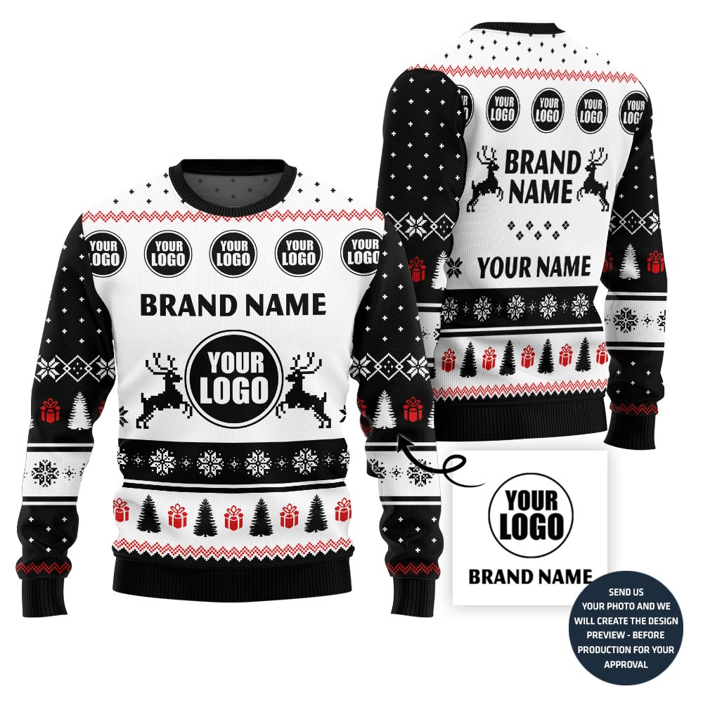 Custom Brand Name And Logo Ugly Christmas Sweater For Company