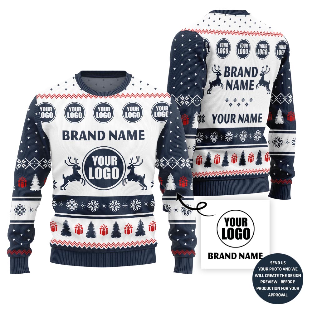 Custom Brand Name And Logo Ugly Christmas Sweater For Company