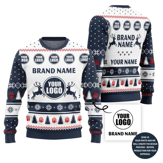 Custom Brand Name And Logo Ugly Christmas Sweater For Company