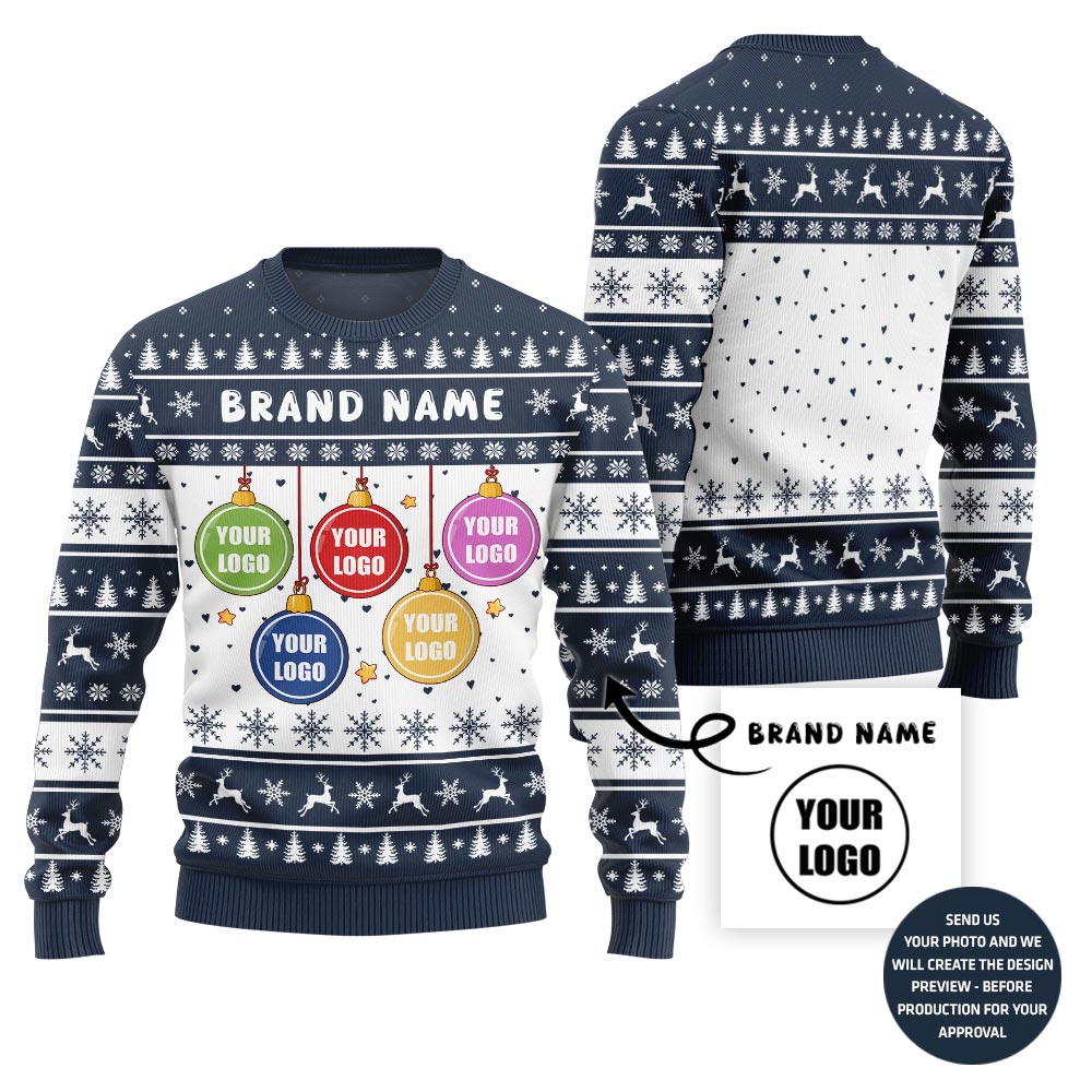 Custom Brand Name And Logos Ugly Christmas Sweater