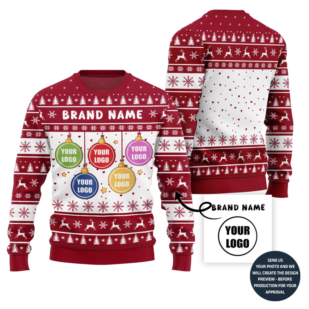 Custom Brand Name And Logos Ugly Christmas Sweater