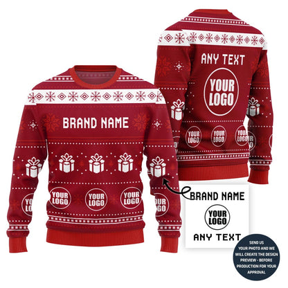 Custom Brand Name And Your Logo Ugly Christmas Sweater