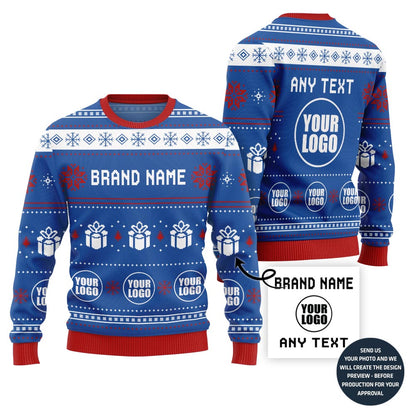 Custom Brand Name And Your Logo Ugly Christmas Sweater