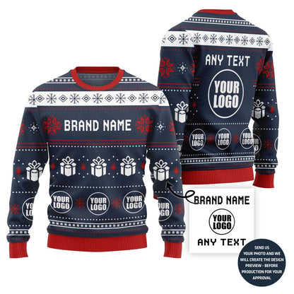Custom Brand Name And Your Logo Ugly Christmas Sweater