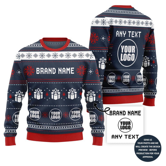 Custom Brand Name And Your Logo Ugly Christmas Sweater