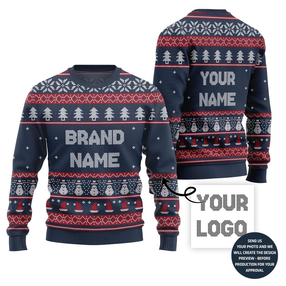 Custom Logo With Text Ugly Christmas Sweater For Company