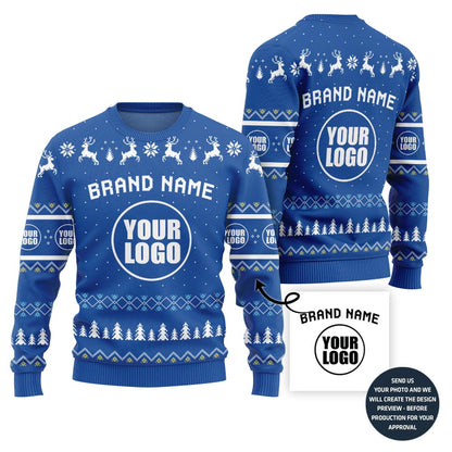 Festive Custom Brand Name With Your Logo Ugly Christmas Sweater