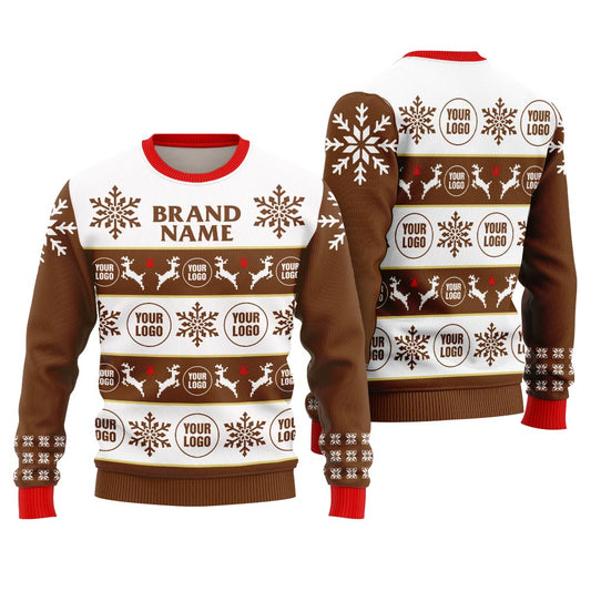 Custom Brand Name and Logo Ugly Christmas Sweater Brown