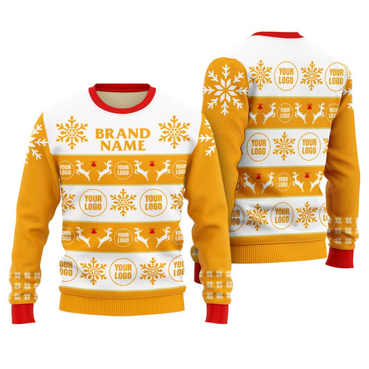 Custom Brand Name and Logo Ugly Christmas Sweater Yellow