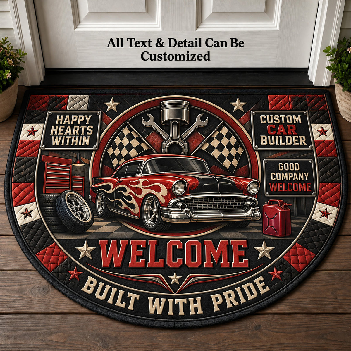 Custom Car Builder Personalized Half Round Mat | 5To9Vibe