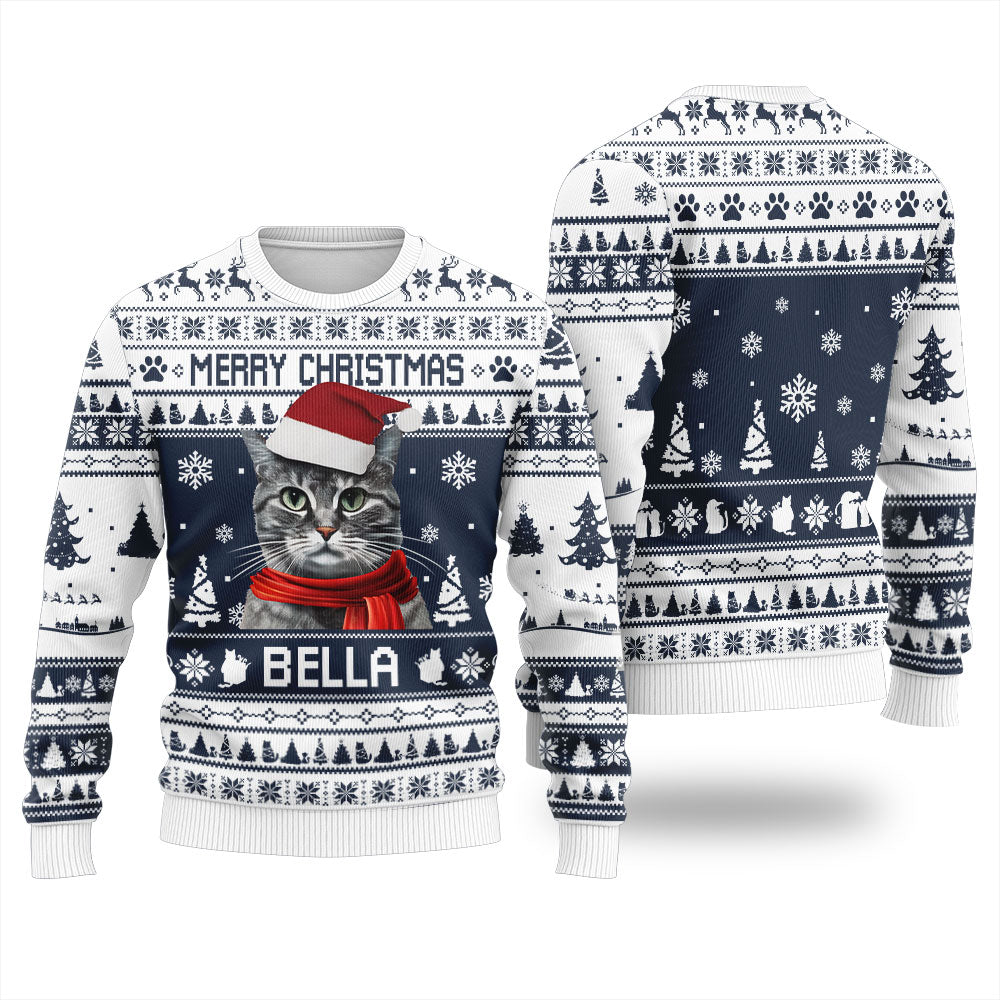 Custom Cat Christmas Sweater For Women