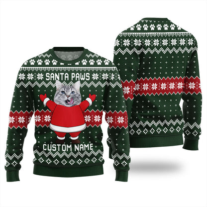 Custom Cat Face Mens Christmas Sweater