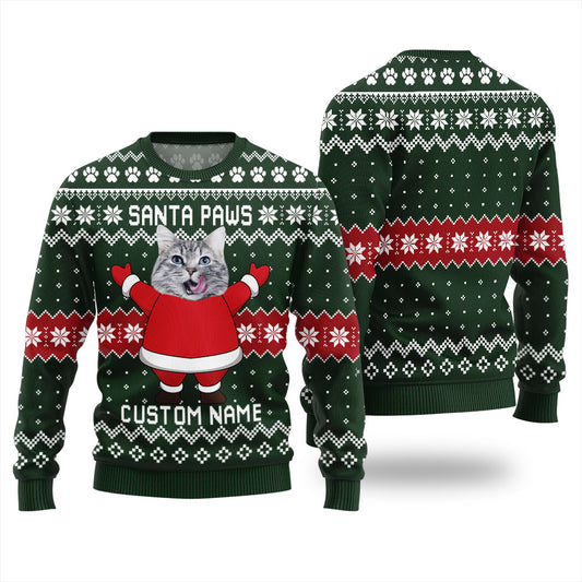 Custom Cat Face Mens Christmas Sweater