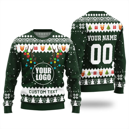 Custom Christmas Sweater Company Logo Green