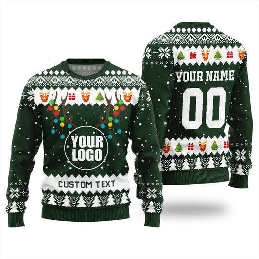Custom Christmas Sweater Company Logo Green