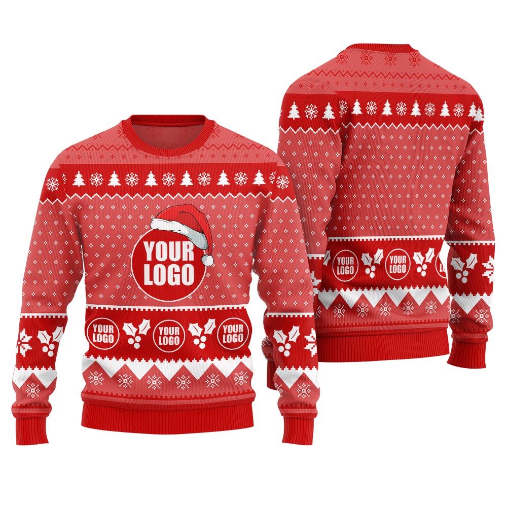 Custom Company Logo Ugly Sweater Red