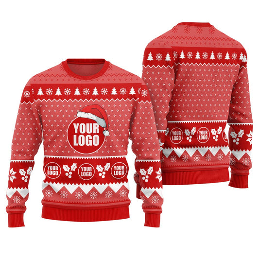 Custom Company Logo Ugly Sweater Red