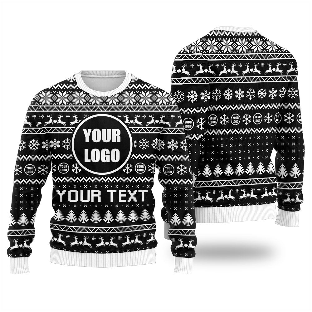 Custom Company Logo and Slogan Ugly Christmas Sweater