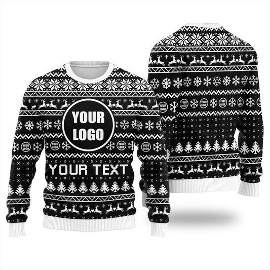 Custom Company Logo and Slogan Ugly Christmas Sweater