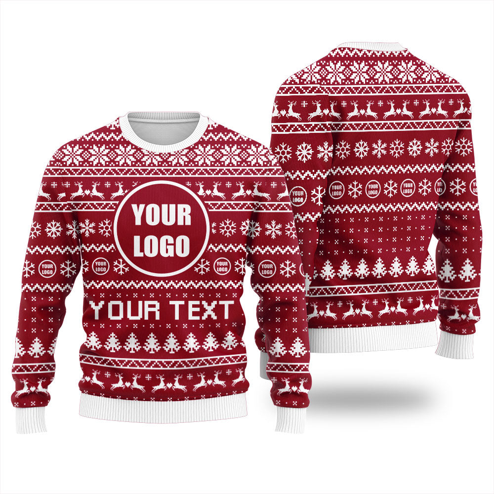 Custom Company Logo and Slogan Ugly Christmas Sweater