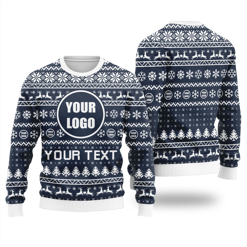 Custom Company Logo and Slogan Ugly Christmas Sweater