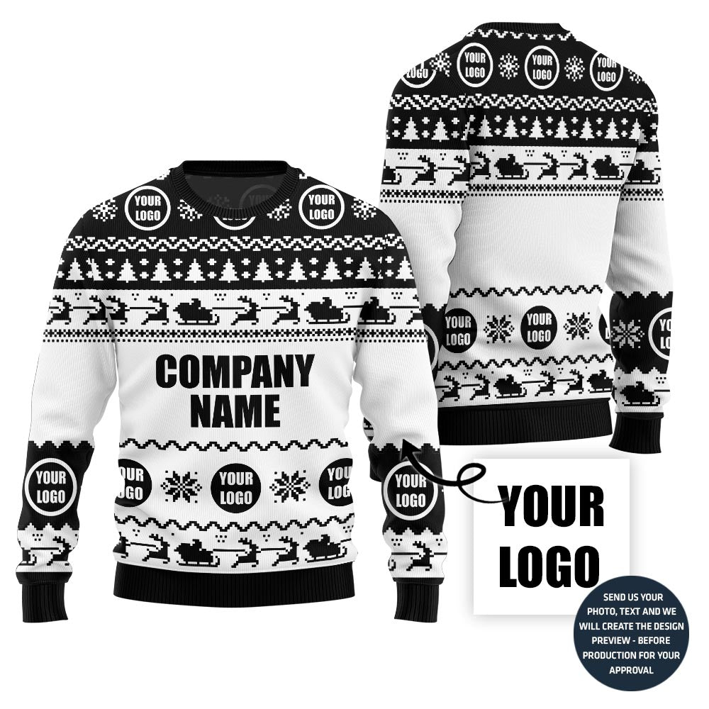 Custom Company Name With Logo Ugly Christmas Sweater