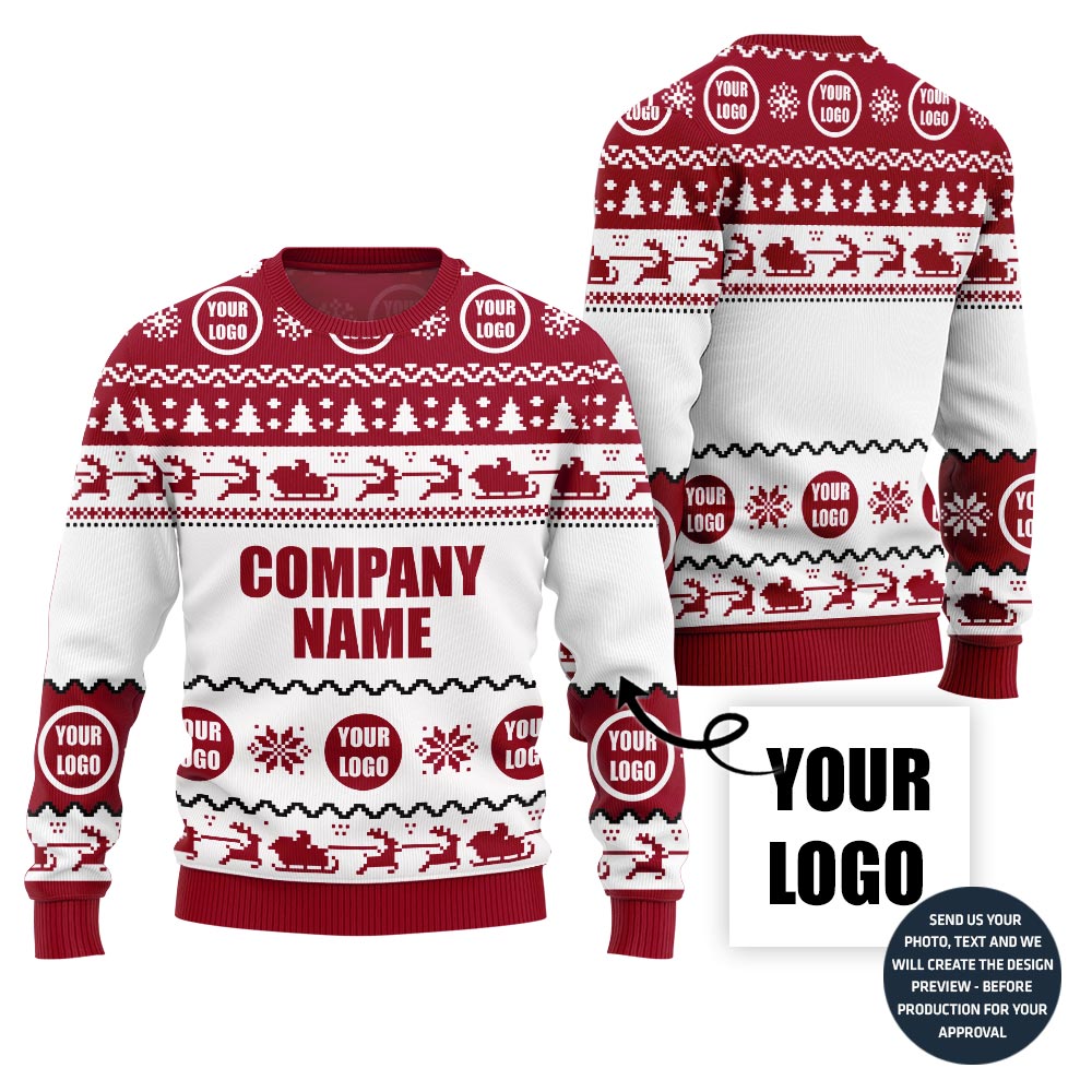 Custom Company Name With Logo Ugly Christmas Sweater