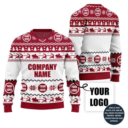 Custom Company Name With Logo Ugly Christmas Sweater