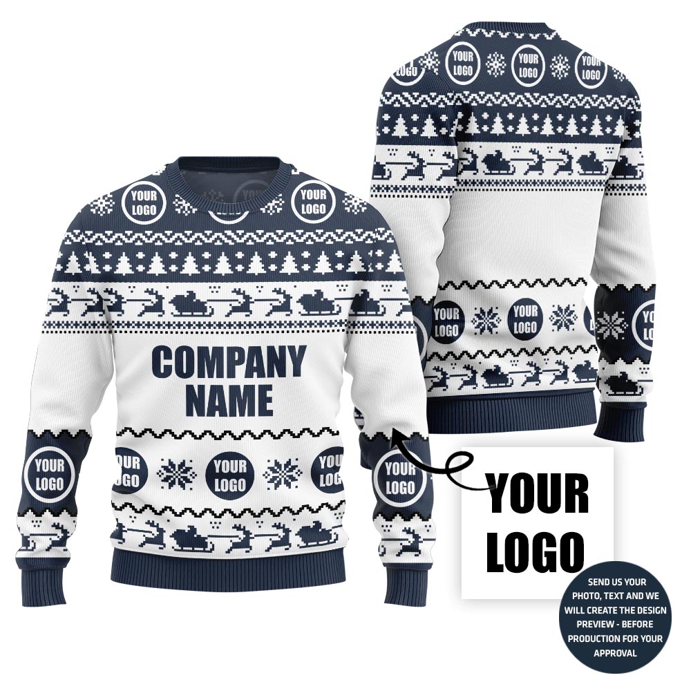 Custom Company Name With Logo Ugly Christmas Sweater