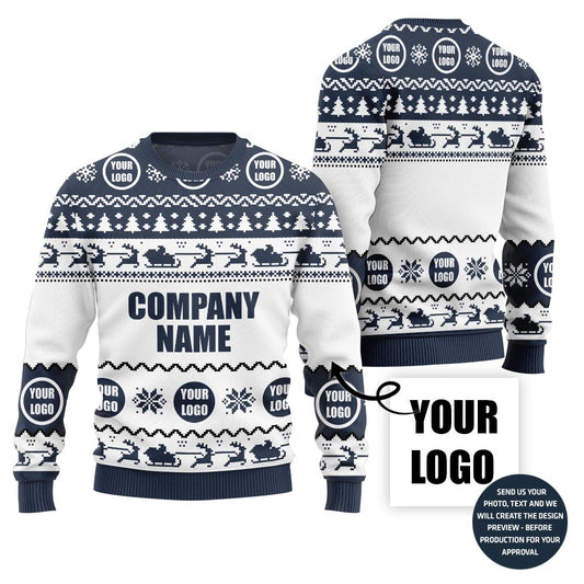 Custom Company Name With Logo Ugly Christmas Sweater